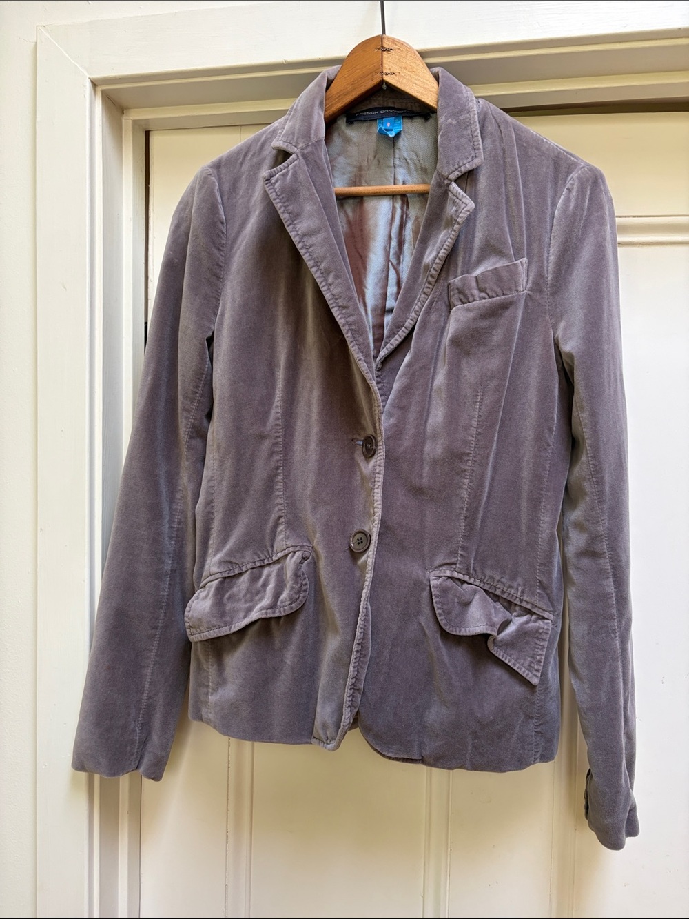 French Connection Velvet Blazer Jacket in Dusty Lavender
